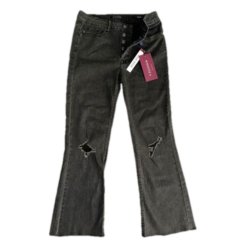 VIGOSS Women’s Gwen high rise, kick flare W28; L26 size 28 distressed jeans NWT